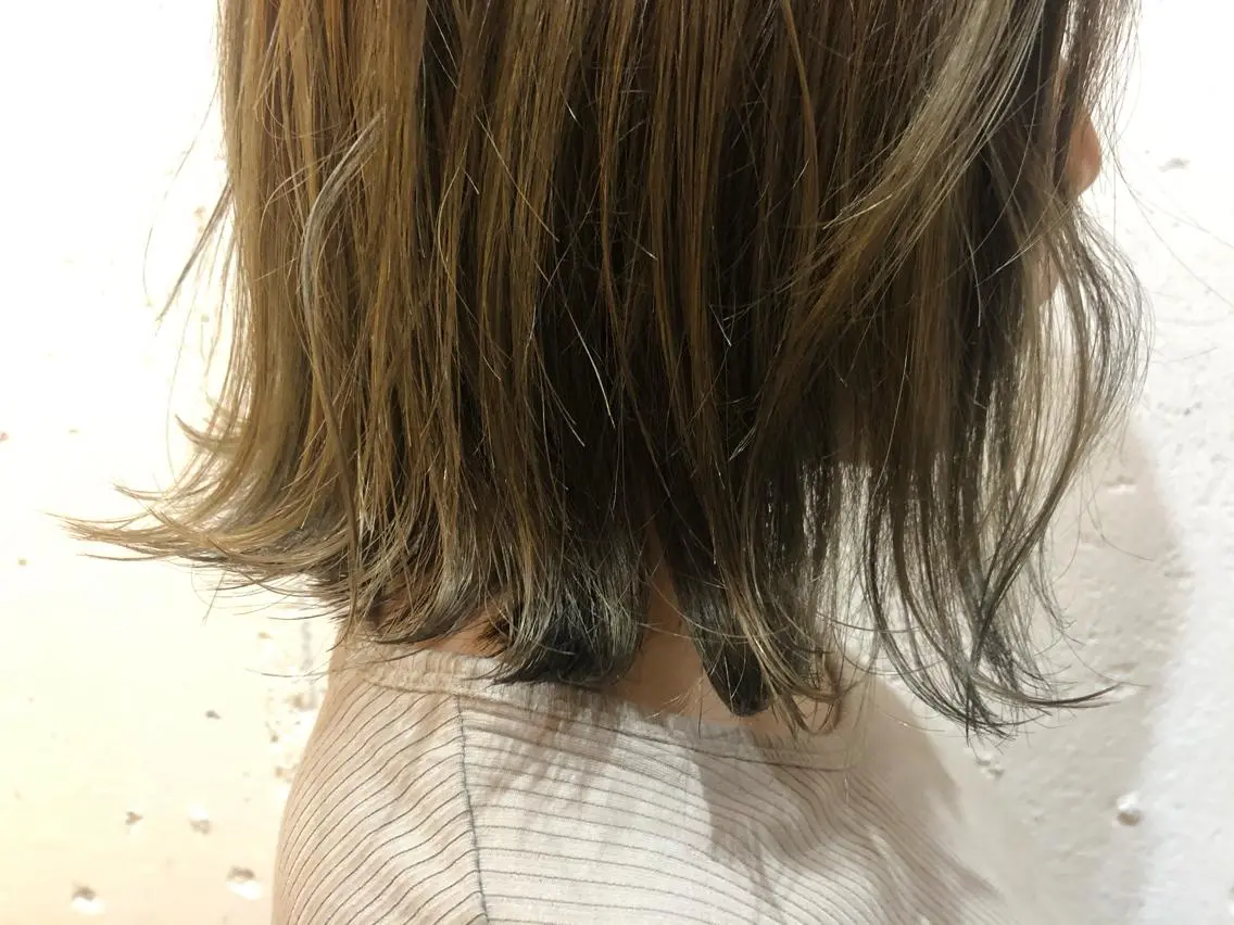 ミディアム カラー オリーブカラー カット パーマ ふくだ りさ【ciAo!】のヘアスタイル