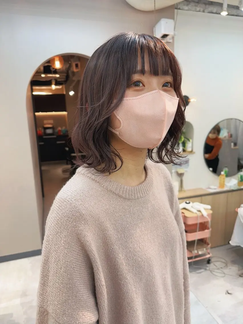 ミディアム カラー カット ヘアカラー トリートメント レイヤー/顔周り /いいぬまみかのヘアスタイル