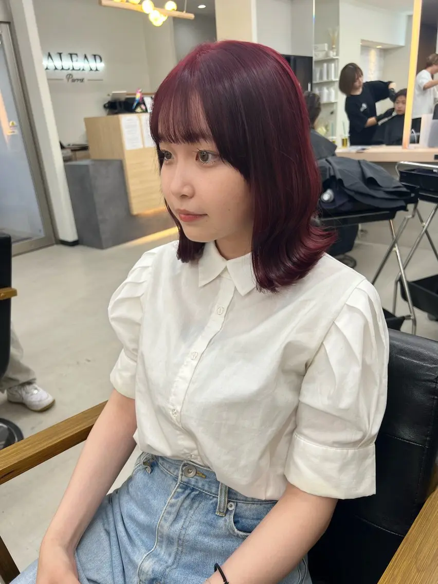 カラー レッドカラー ALEAP himekaのヘアスタイル