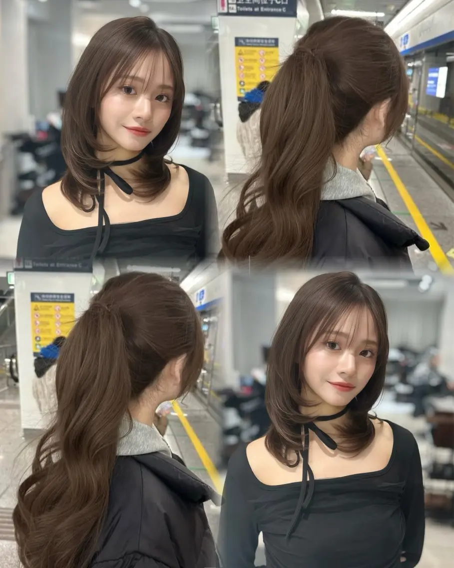 ミディアム カラー カット ヘアカラー トリートメント 髪質改善ストレート 韓国風レイヤー池袋のヘアスタイル