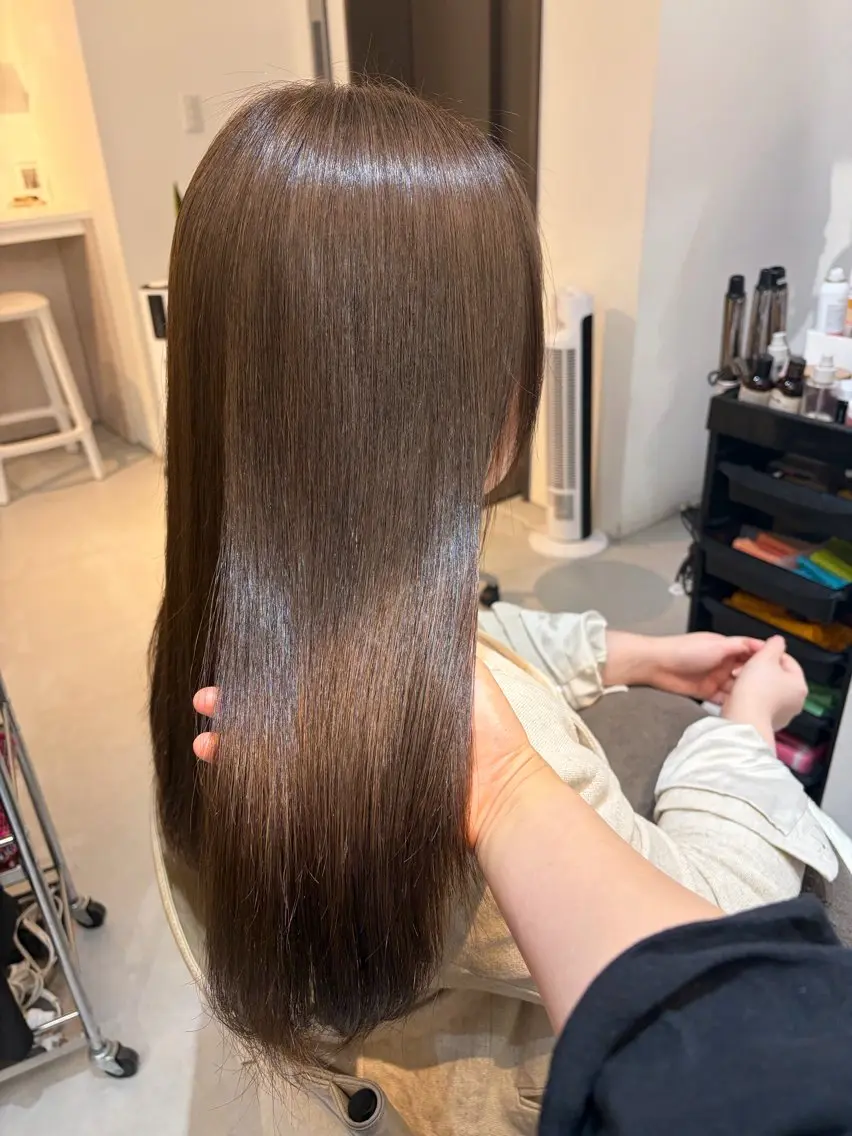 ロング カット ヘアカラー トリートメント ✨色持ちの良い艶 カラー✨蟹江真世のヘアスタイル