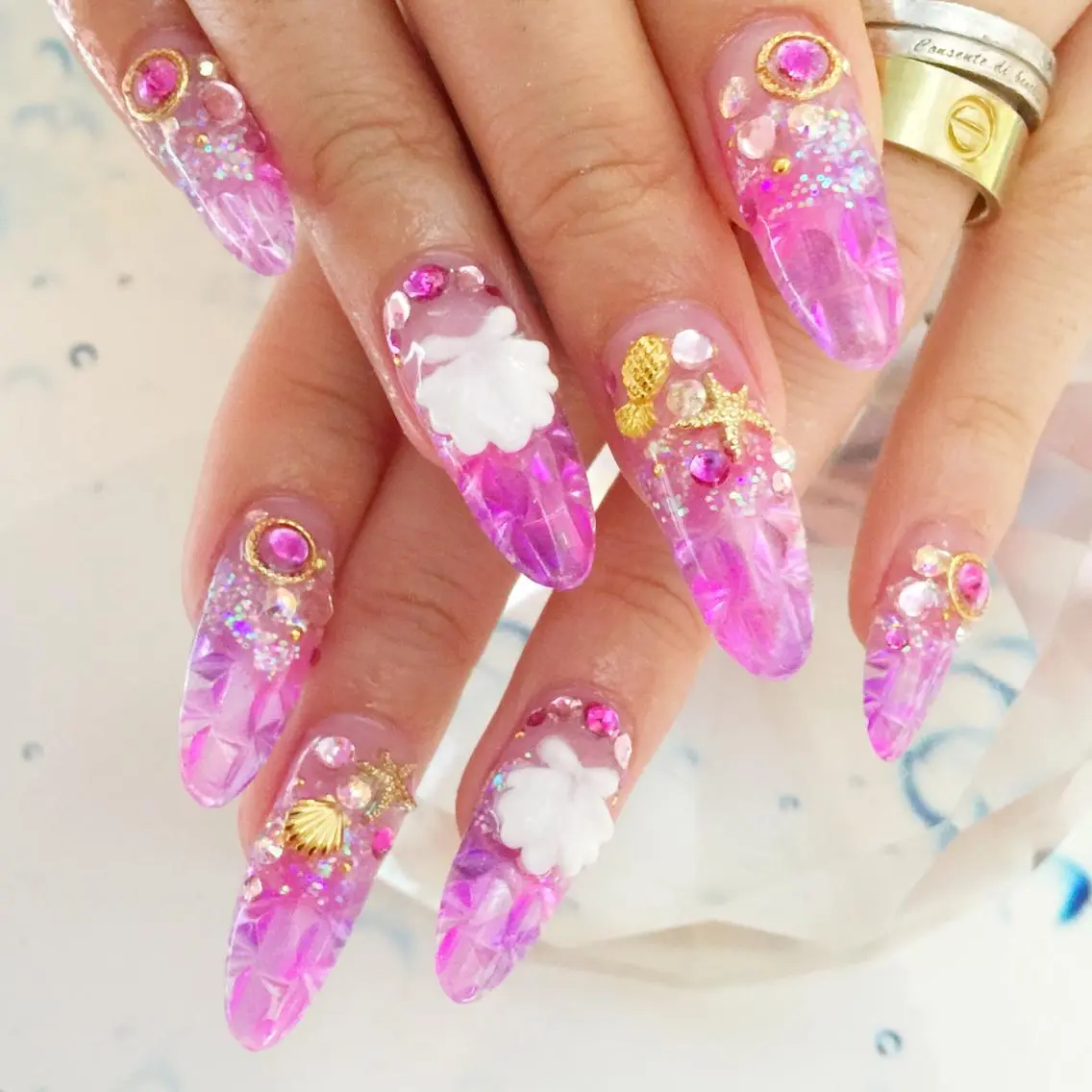 ネイル ピンク パープル スカルプネイル ネイルチップ YUN 💅のネイルデザイン