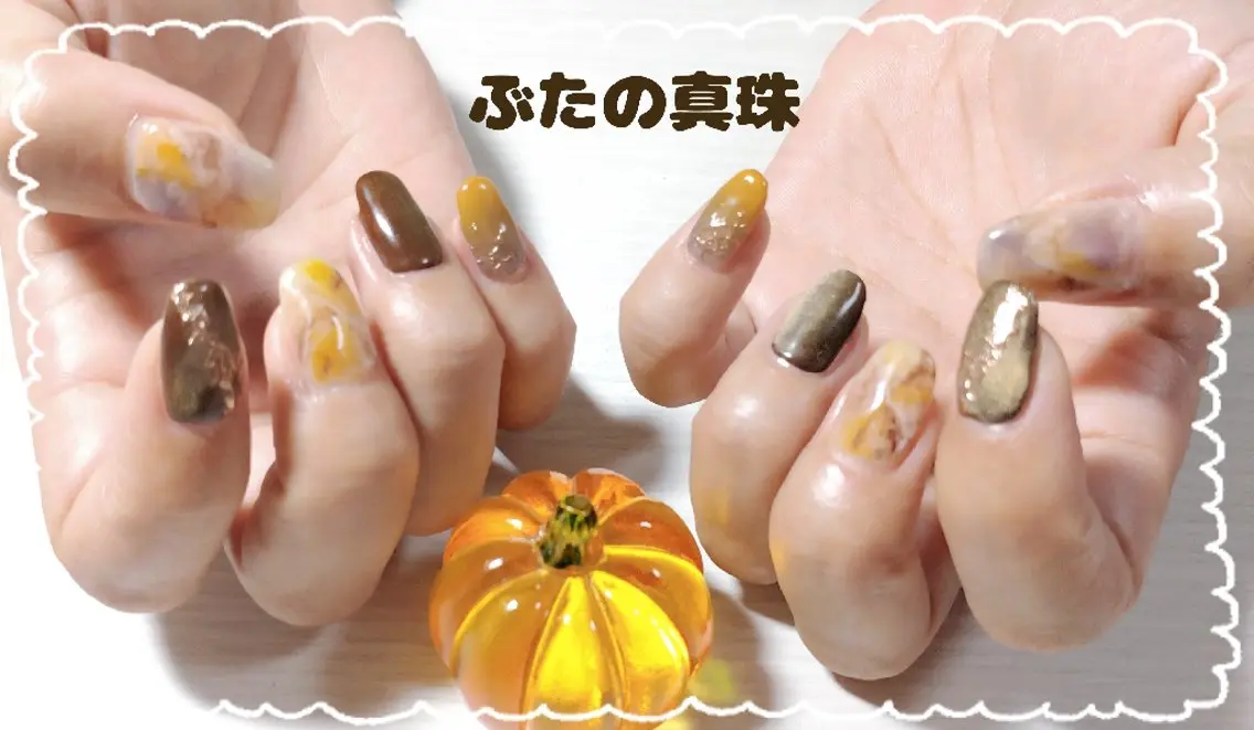 ネイル アートネイル ハロウィン ニュアンスネイル ハンドネイル 林 珠里のネイルデザイン