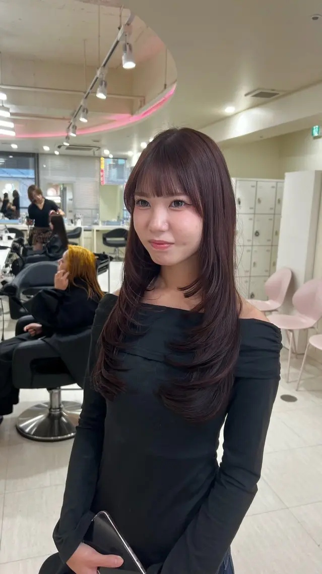 ロング カラー ヘアアレンジ カット ヘアカラー 韓国レイヤー＆ピンク 艶髪🩶maikoのヘアスタイル