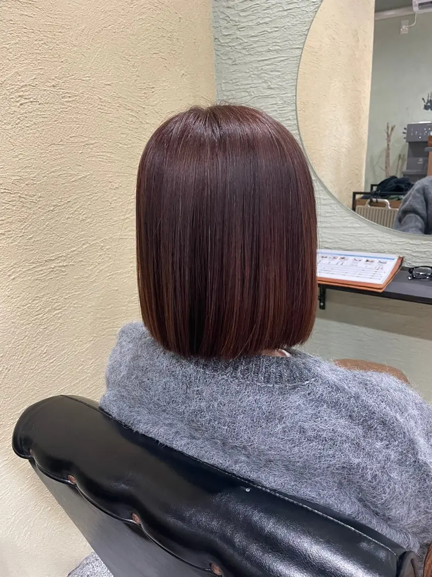 ミディアム カラー ブラウンカラー ピンクカラー ピンクブラウン ボブ 水野 希美のヘアスタイル