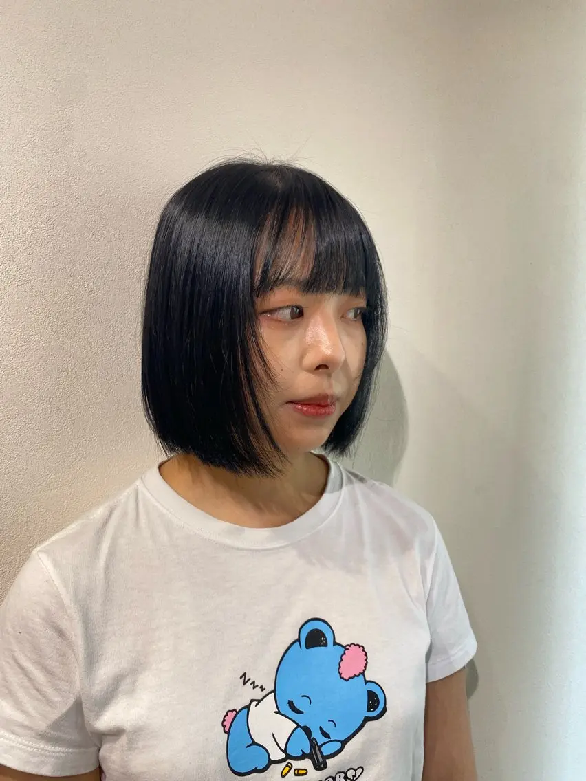 【切りっぱなしボブカット+ワンカラー☘️】カットとカラーでイメチェンしましょう.*゚🎀の写真