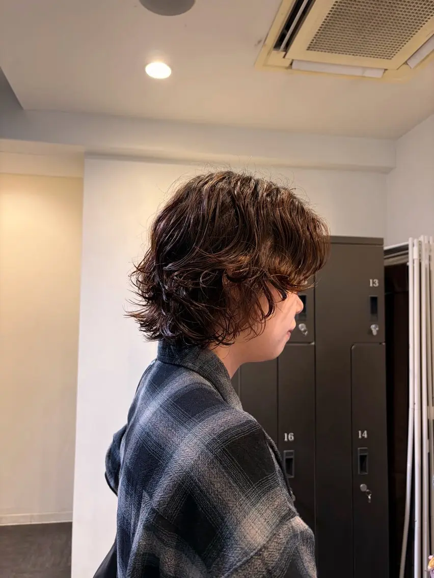 ミディアム パーマ カット パーマ 中川 蓮のヘアスタイル