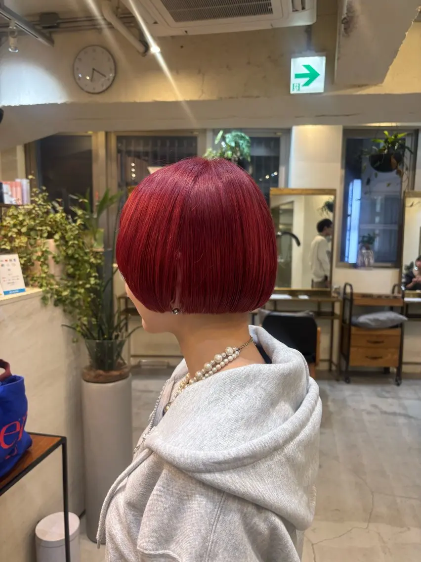 カラー ブリーチ カシス レッドカラー ヘアカラー トリートメント 🐰メンズカット 募集中/ゆな🐰のヘアスタイル