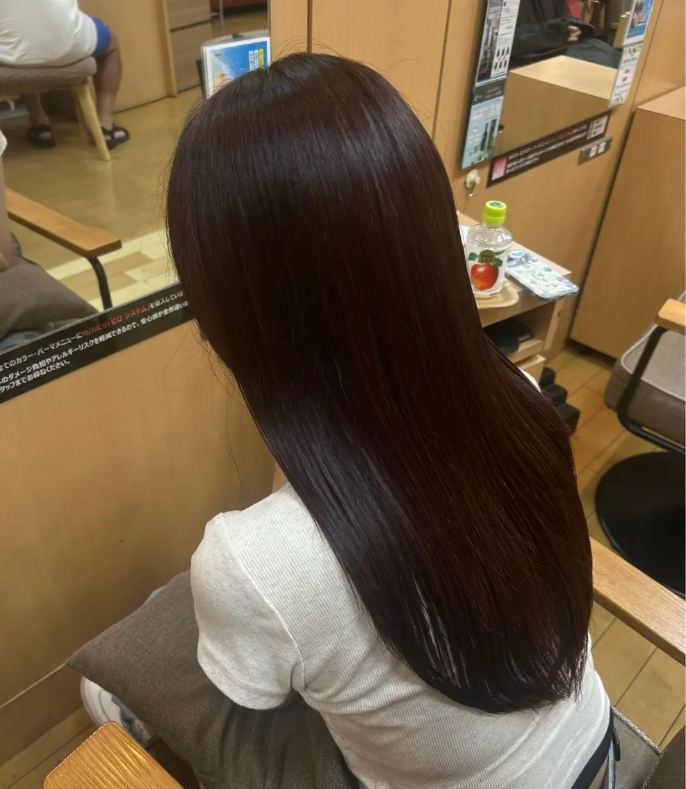 ロング カラー ボルドーカラー ヘアカラー ムラカミスグル カラーモデル様募集のヘアスタイル