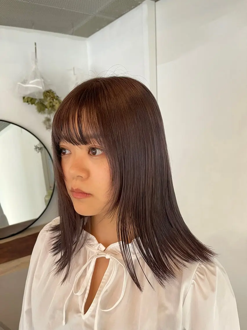 ミディアム カラー グレージュ ラベンダーカラー ヘアカラー ボブ/レイヤー /河内温太のヘアスタイル