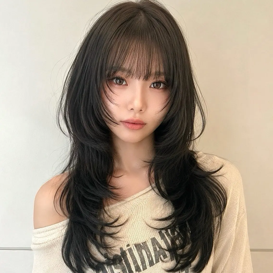 ロング ヘアアレンジ カット トリートメント 新宿/レイヤーカット 髪質改善/小顔見せのヘアスタイル