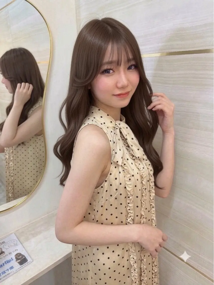 ロング カラー ベージュカラー ヘーゼル ヘアカラー あみ/暗髪オリ ーブ特化🍃髪質改善のヘアスタイル