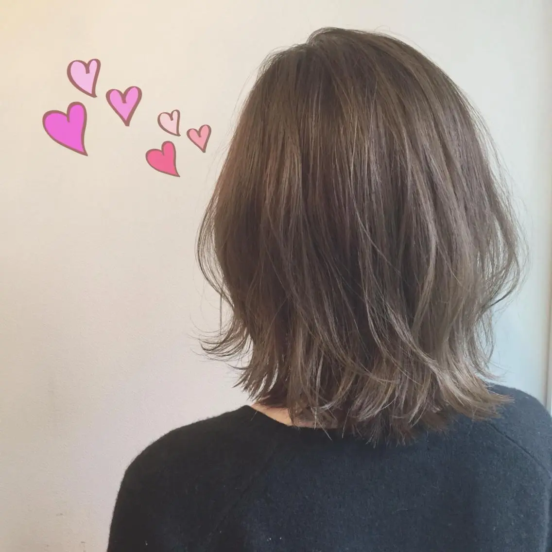 ミディアム 切りっぱなしボブ ボブ ヘアカラー トリートメント ＨＩ ROのヘアスタイル