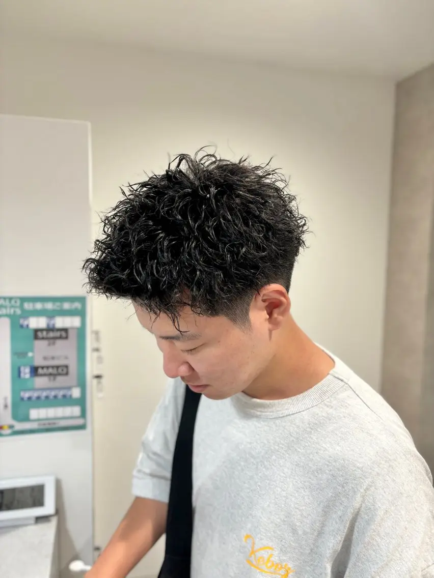 メンズ カット パーマ 淺野 夕都のヘアスタイル