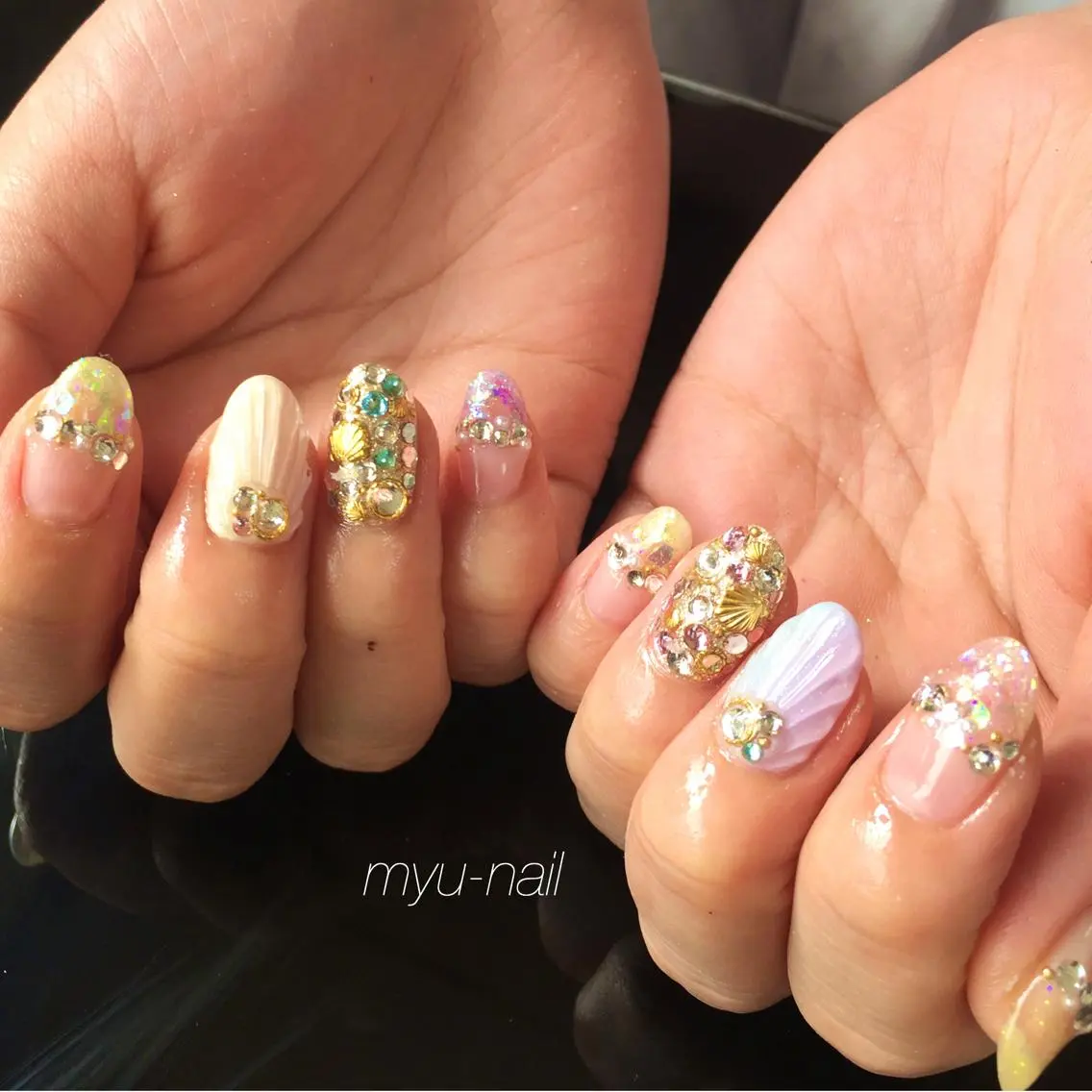 ネイル アートネイル グラデーション ラメ(グリッター) ラメグラデーション ハンドネイル ホームサロン myu-nailのネイルデザイン