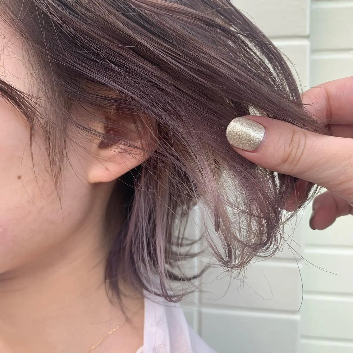 ミディアム パープルカラー ヘアカラー ウスイ ハルカのヘアスタイル