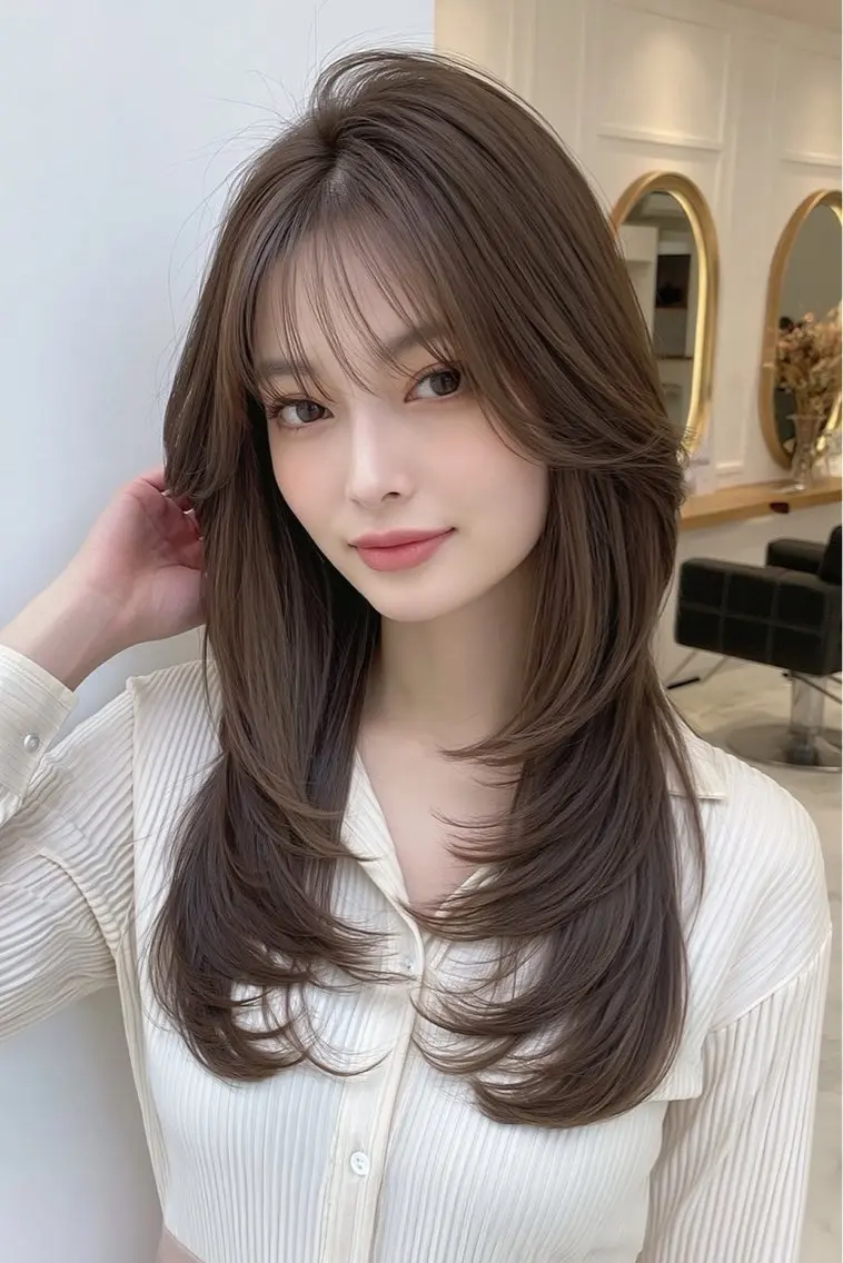 ロング バタフライレイヤー/ ニシトモユキのヘアスタイル