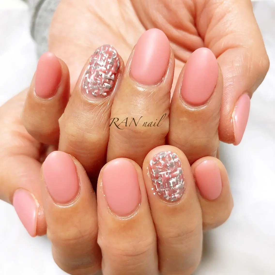 ネイル フットネイル マットネイル オフィスネイル ワンカラーネイル ピンク RAN nailのネイルデザイン