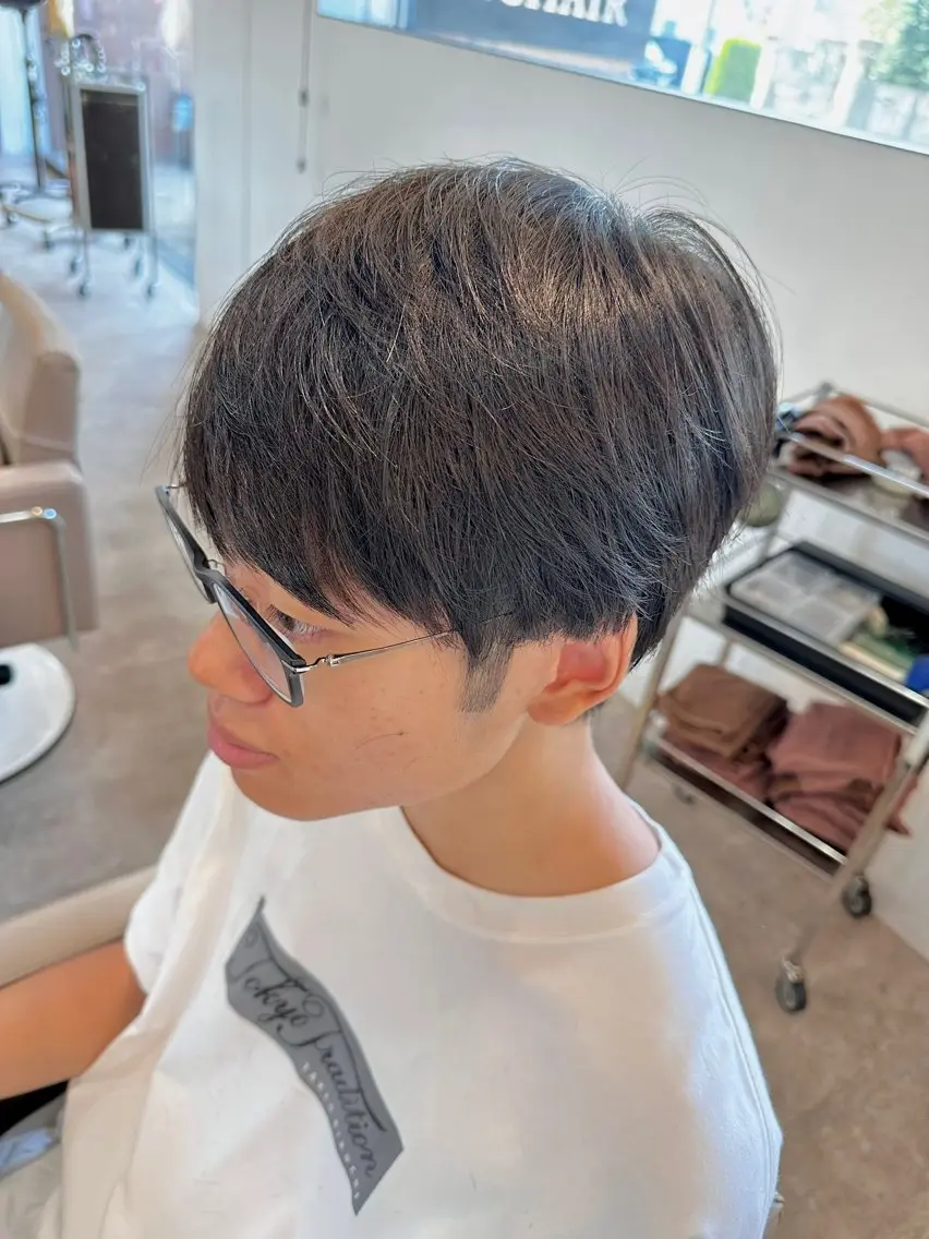 ショート パーマ メンズ 縮毛矯正 カット 縮毛矯正 RICHAIR 長嶺旬佑のヘアスタイル