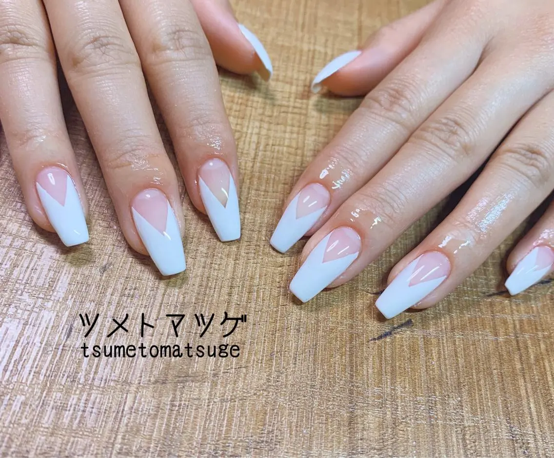 セミロング ネイル アートネイル ハンドネイル ツメトマツゲ .のネイルデザイン