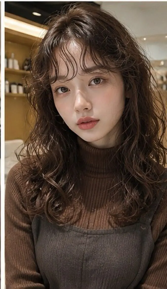 ロング パーマ くせ毛 韓国風ヘア レイヤーカット ロング ニュアンスパーマ カット パーマ 透明感カラー／レイヤ ーカット藤村雄大✄﻿のヘアスタイル