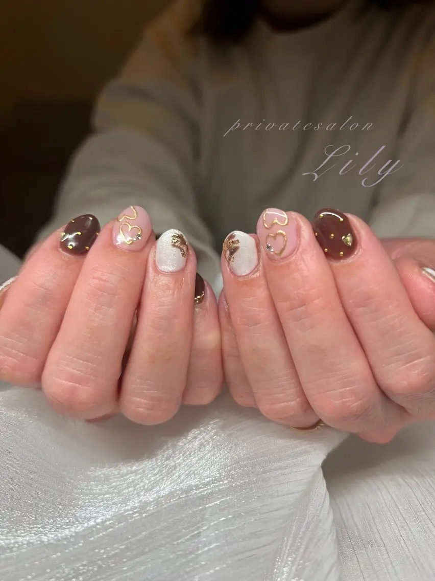 ネイル バレンタイン ハンドネイル salon Lilyのネイルデザイン