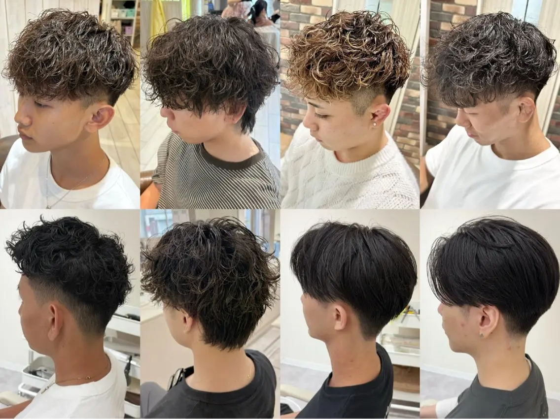 パーマ メンズ センターパート フェードカット フェザーパーマ マッシュ メンズパーマ カット パーマ メンズパーマ特化🔥 ツイスパ/シャドウのヘアスタイル