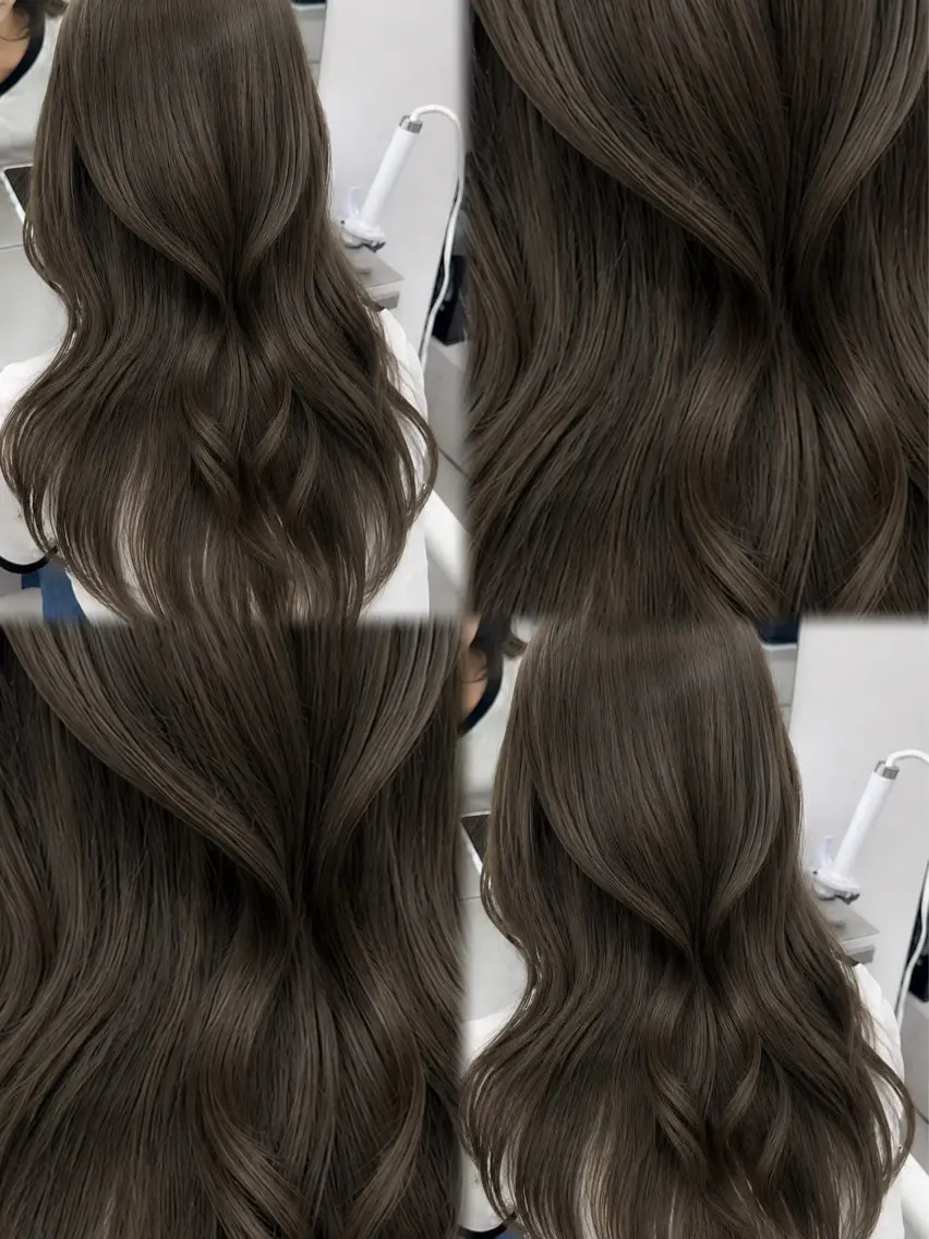 セミロング カラー 透明感カラー グレージュ ヘアカラー 透明感カラー🩶 ×小顔カット難波のヘアスタイル