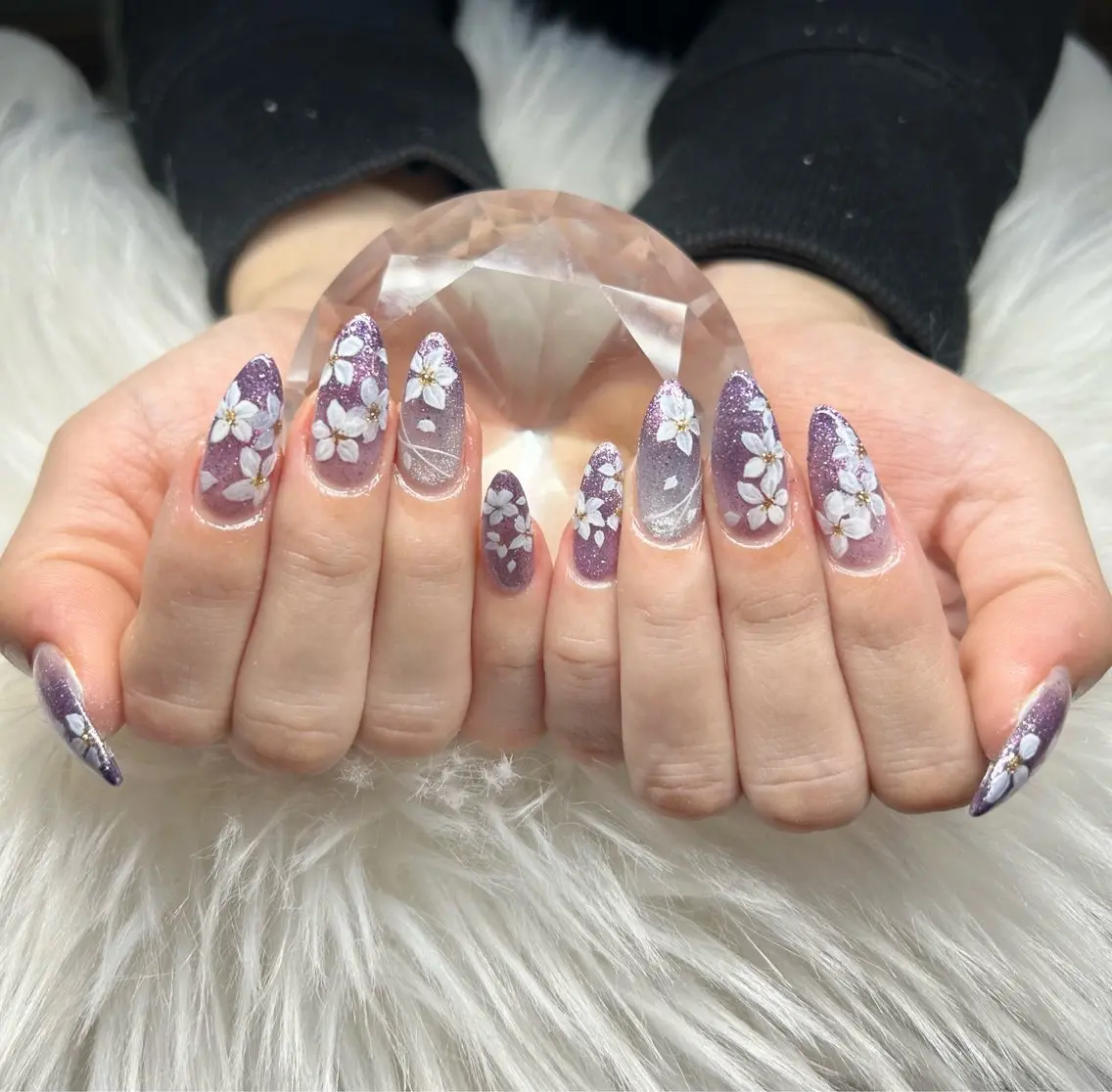 ネイル アートネイル オーロラネイル チークネイル 長さ出し フットネイル ハンドネイル Chan nailsのネイルデザイン