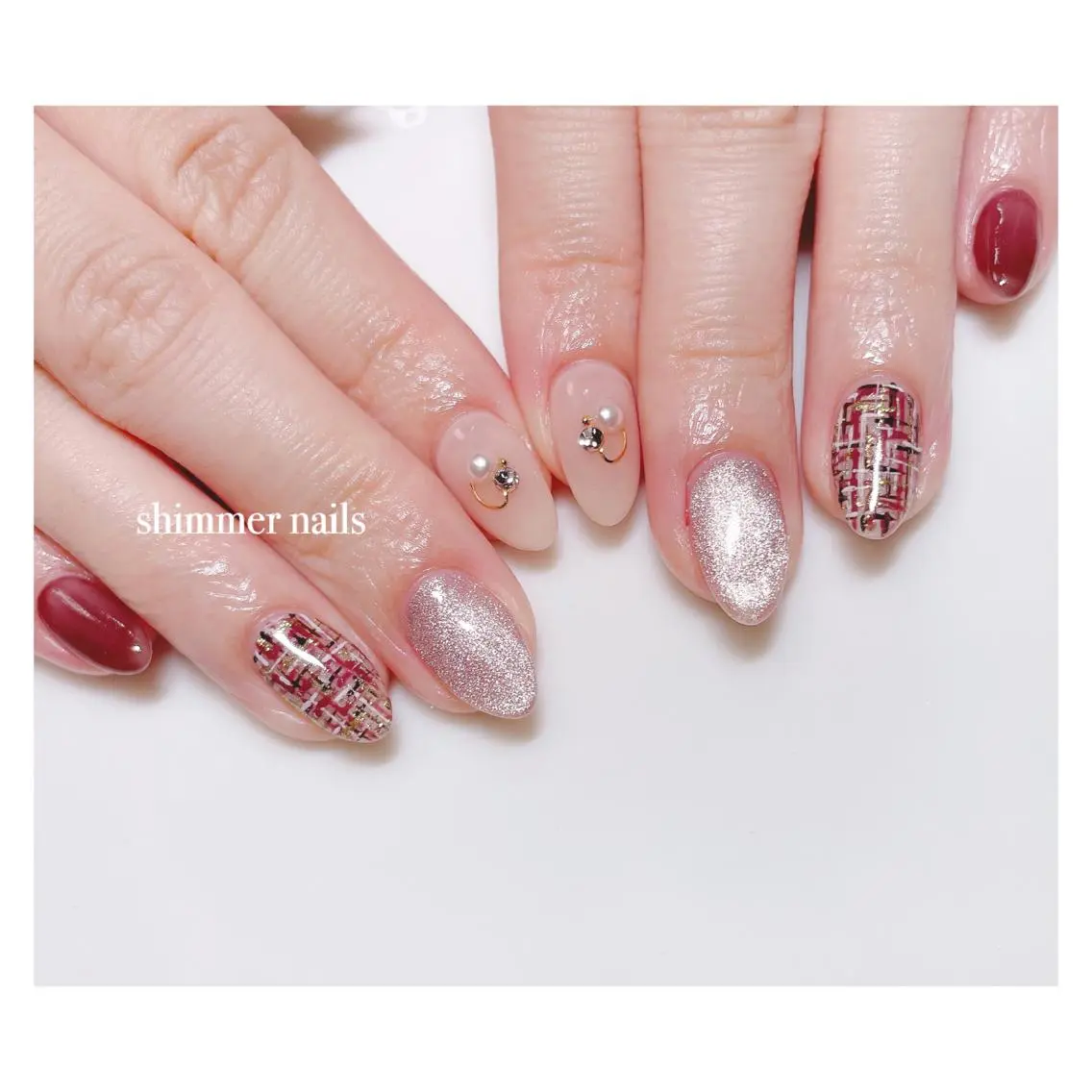 ネイル ツイードネイル shimmer nailsのネイルデザイン