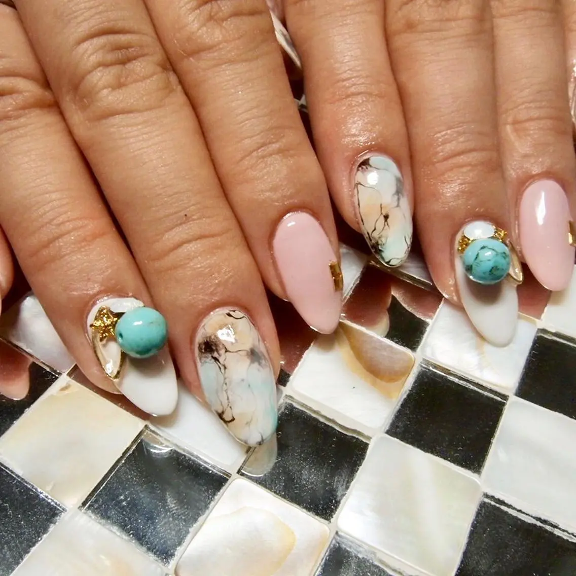 ネイル アートネイル 大理石ネイル(マーブル) NAIL'S MODAのネイルデザイン