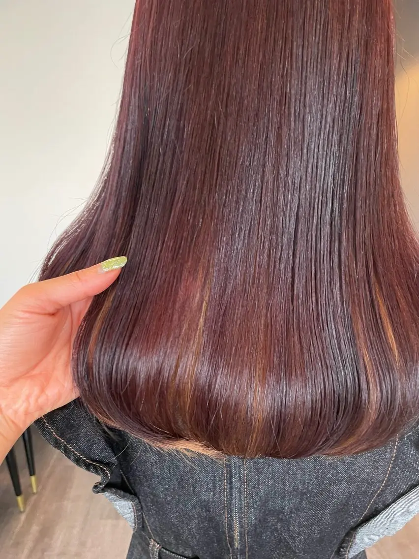 ミディアム カラー ベージュカラー ブリーチ ダブルカラー ブリーチなしカラー レッドカラー カット ヘアカラー トリートメント kitin 吉祥寺 山岸花のヘアスタイル