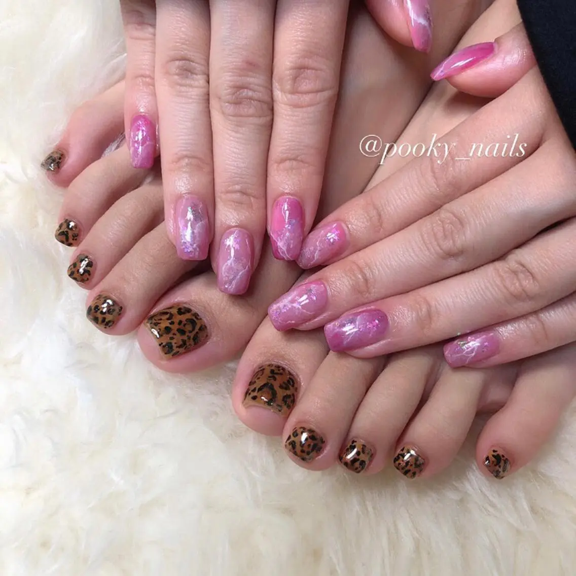 ネイル 大理石ネイル(マーブル) ピンク ハンドネイル Pooky nailsのネイルデザイン
