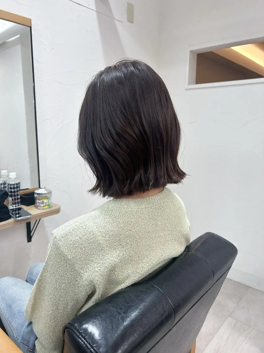 ミディアム 切りっぱなしボブ ボブ カット 幣 あや乃 /レイヤーカットのヘアスタイル