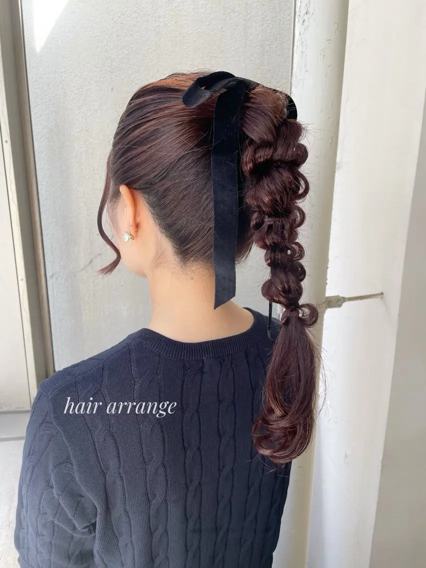 ロング ヘアアレンジ ポニーテール ヘアセット ✨透明感ケアカラー✨ 長野ゆきなのヘアスタイル