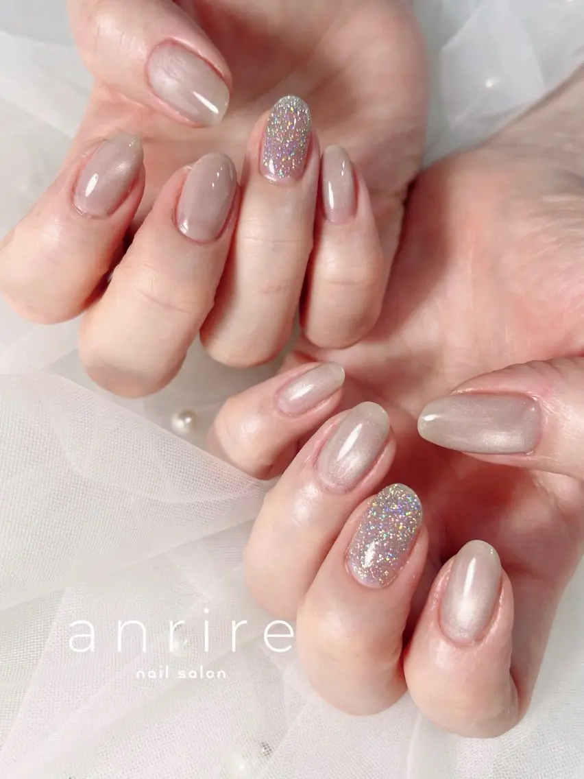 ネイル フラッシュネイル キラキラネイル マグネットネイル オフィスネイル シンプルネイル nailsalon anrireのネイルデザイン