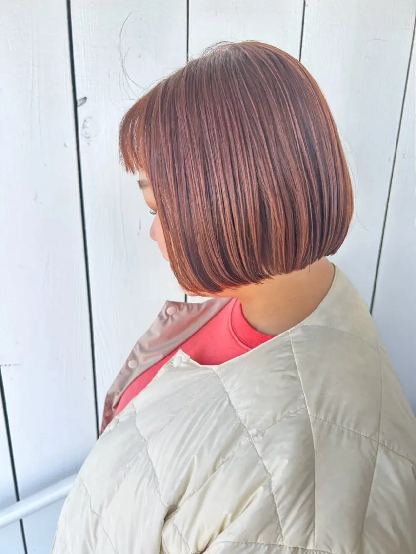 ショート オレンジブラウン ヘアカラー 岩見 和のヘアスタイル