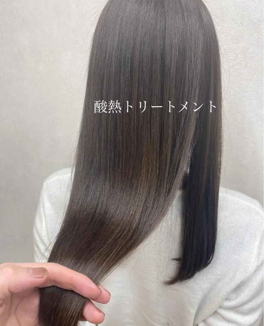 【✨髪質改善✨ウルウルツヤツヤに😊】酸熱トリートメント+透明感カラー☺️の写真