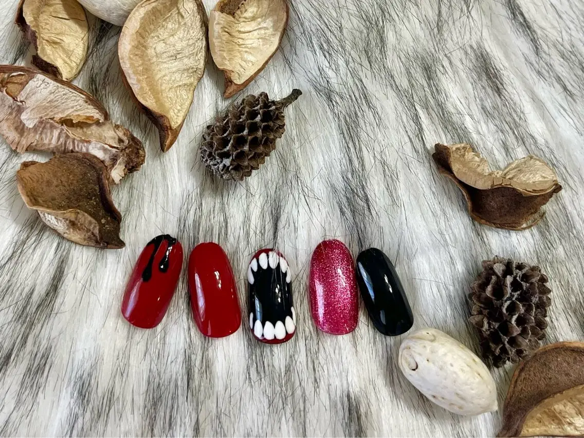 ネイル ジェルネイル ハロウィン メンズネイル パラジェル ワンホンネイル kiki nail &brow二子玉川のネイルデザイン