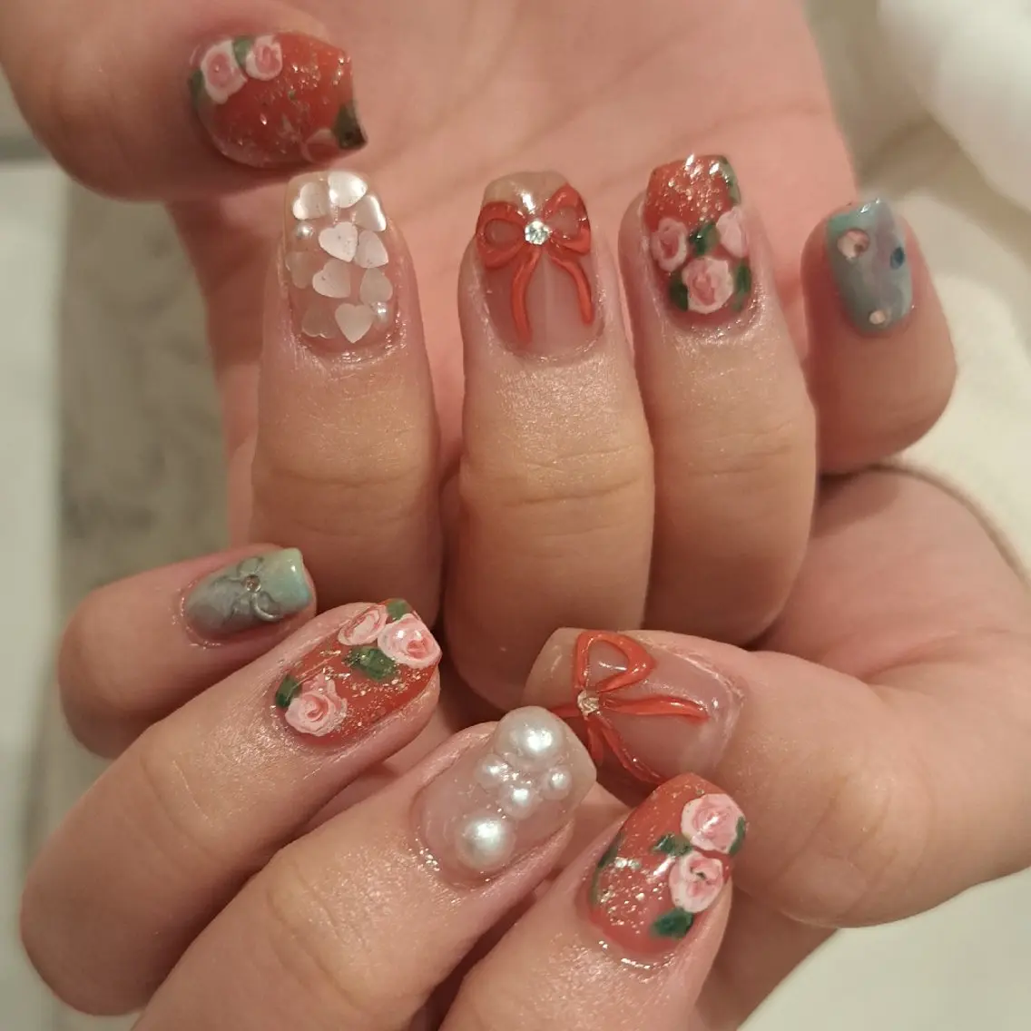 ネイル アートネイル ジェルネイル 持ち込み リボン Nail mood デザイン持ち込みokのネイルデザイン