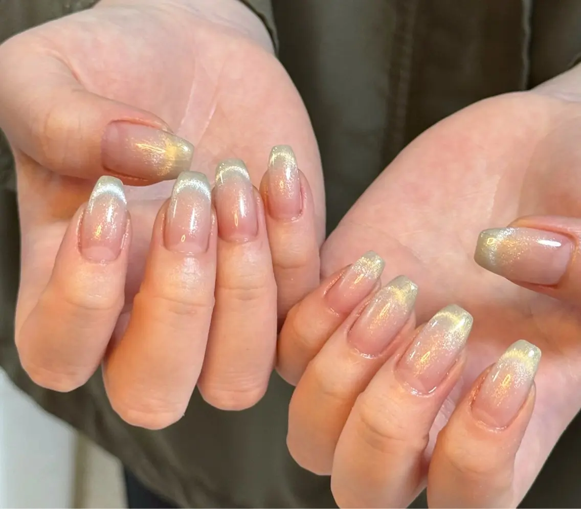 ネイル アートネイル オーロラネイル チークネイル フレンチネイル ガラスフレンチ ハンドネイル 🎀🎀YooLi Nail Salonのネイルデザイン