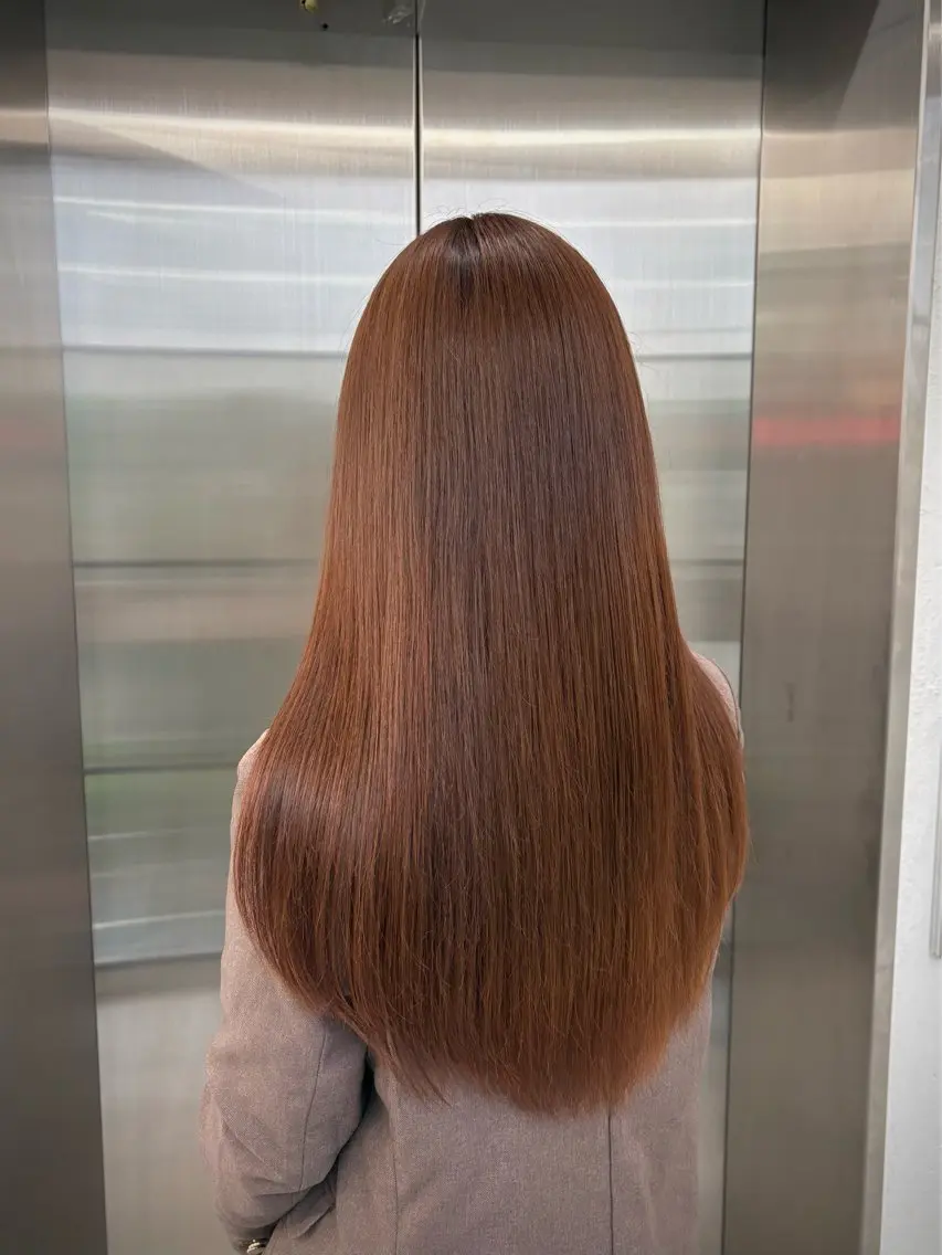 ロング カラー ブラウンカラー オレンジ オレンジブラウン カット ヘアカラー トリートメント 🌟ゆりあ🌟 JILLSTUDIOのヘアスタイル