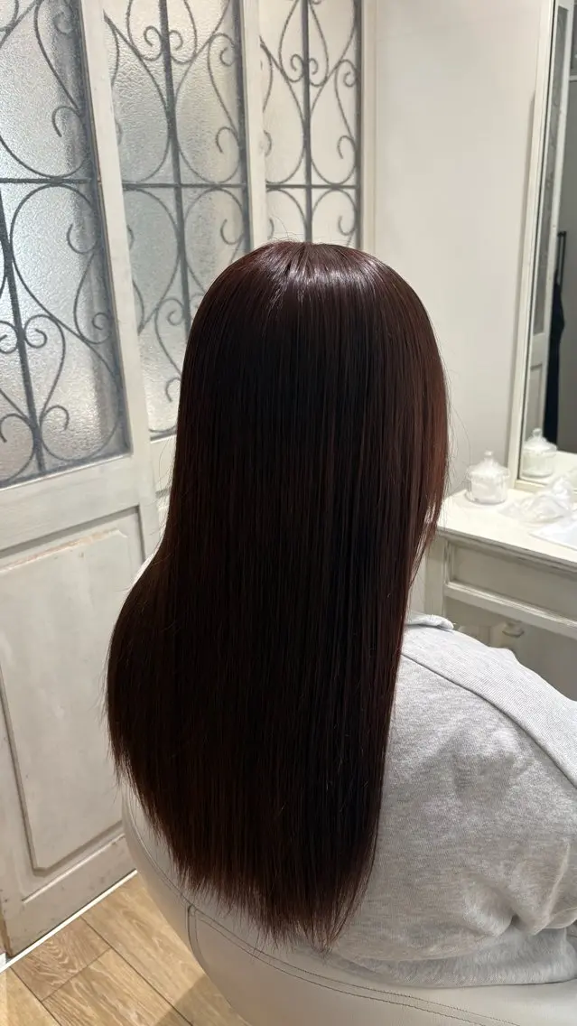 ミディアム カラー カット 縮毛矯正 似合わせ 顔周りYUUGAのヘアスタイル