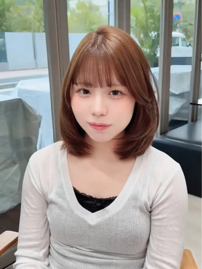 ミディアム ボブレイヤー ボブ レイヤーカット カット 関口 知佳のヘアスタイル