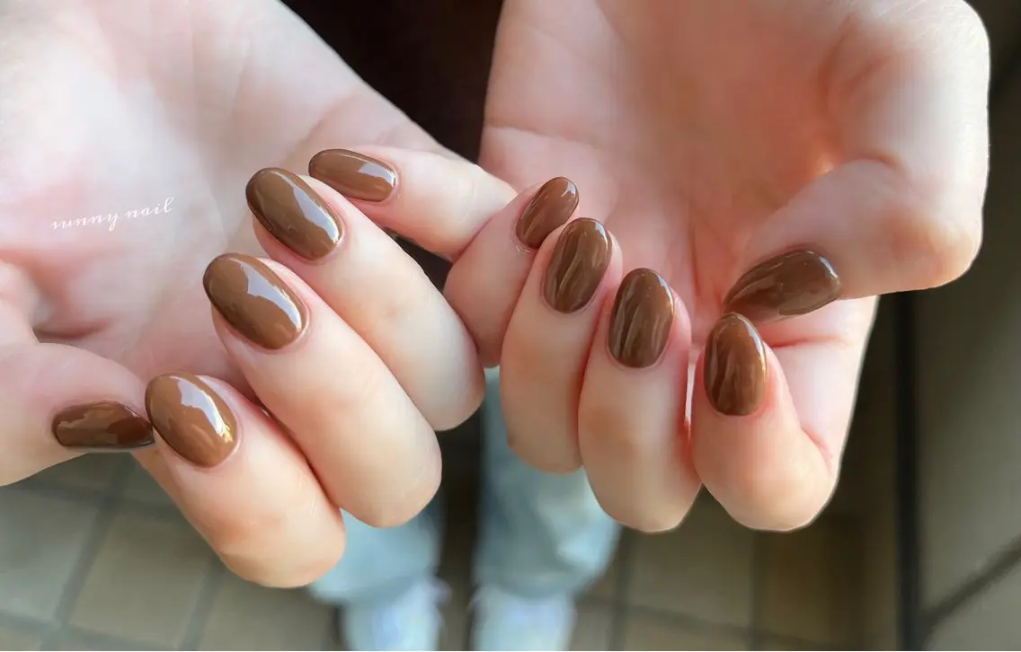ネイル ブラウン ジェルネイル ワンカラーネイル パラジェル sunny nailのネイルデザイン