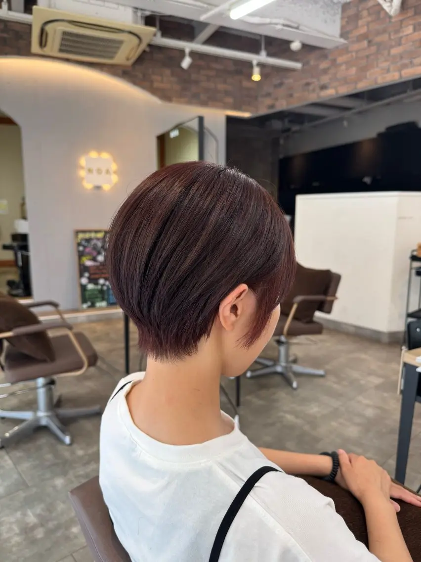 ショート カラー ブラウンカラー ピンクカラー ピンクブラウン ショートヘア カット ヘアカラー トリートメント ショート/レイヤー /ボブ/中村莞太朗のヘアスタイル