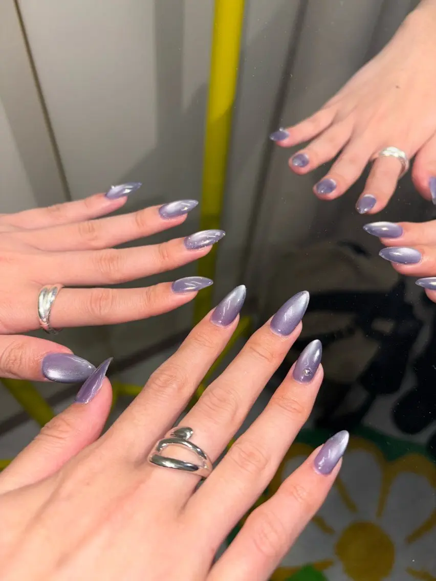ネイル ブルー マグネットネイル 33nail✴️栄 スミレ❇️Gel-xのネイルデザイン