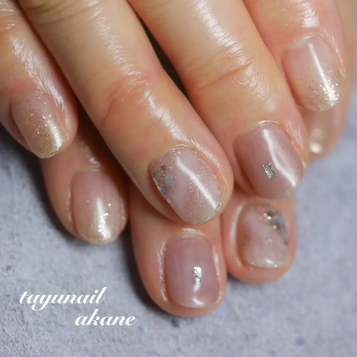 ネイル ブルー ジェルネイル ニュアンスネイル パラジェル 春ネイル ネイルサロン 【たゆnail】のネイルデザイン