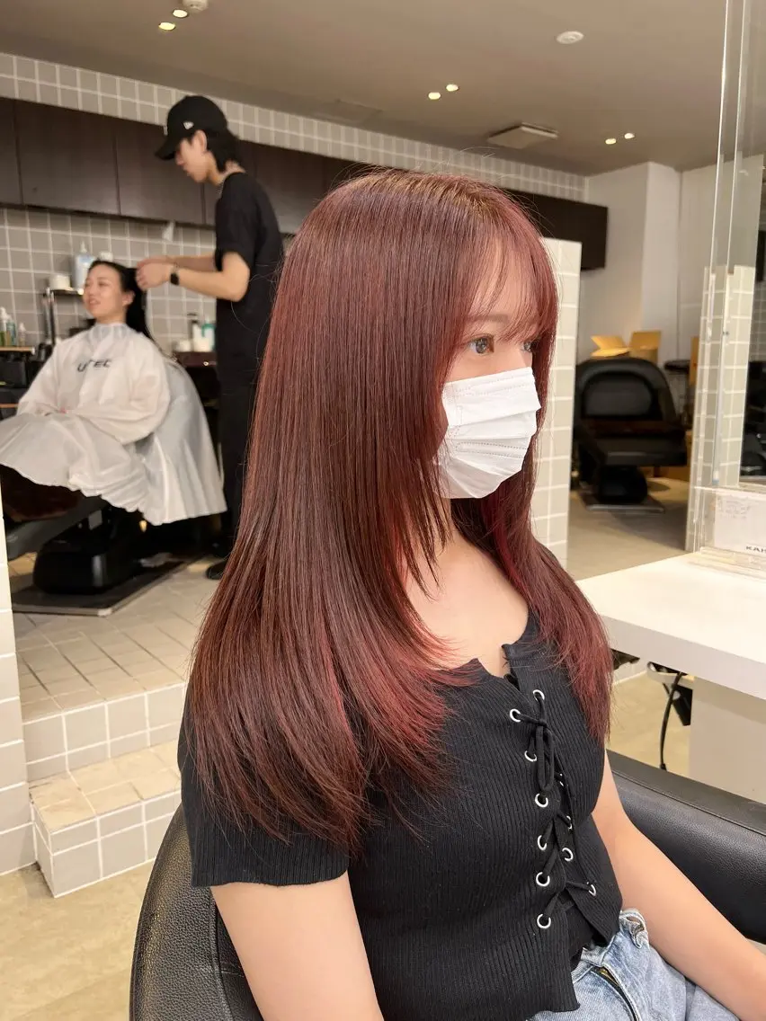 ロング カラー パーマ ヘアアレンジ メンズ キッズ 上品＆韓国風 🥀海心🥀のヘアスタイル