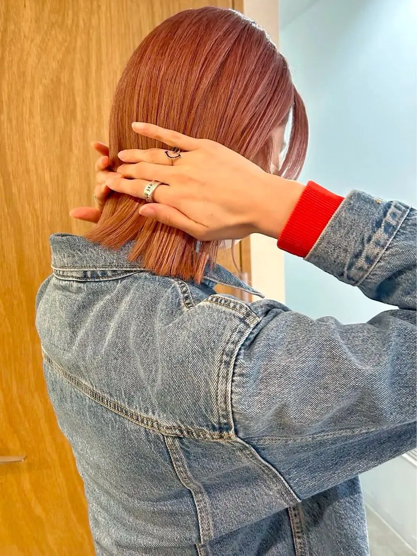 ショート カラー オレンジ オレンジピンク ピンクカラー ボブ カラーリスト菅野 竜矢🌈のヘアスタイル